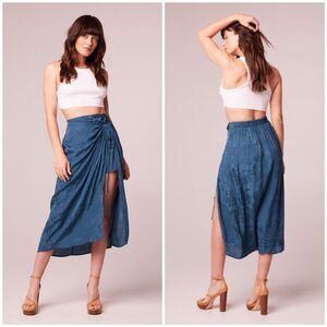 Band of the Free Celene Deep Teal Layered Midi Skirt Size XS NWT